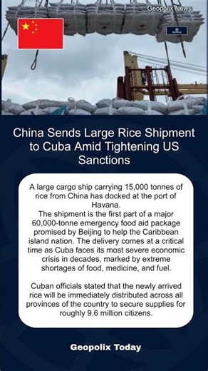 China Sends Large Rice Shipment to Cuba Amid Tightening US Sanctions