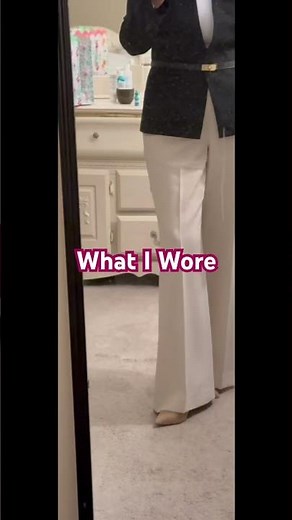 What I wore.. @anntaylor wide leg pant and jacket, @amazon belt and shirt #midlifestyle #fashion