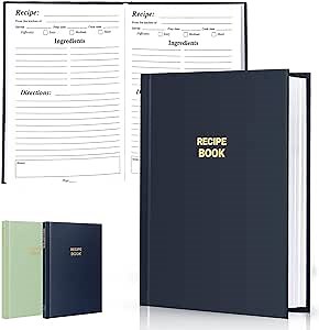 Serrenf Perfect Blank Recipe book - Recipe Book to Write In Your Own Recipes,Organize Your Recipes- Waterproof Cover and 186 Blank Pages Recipe Notebook (dark blue)