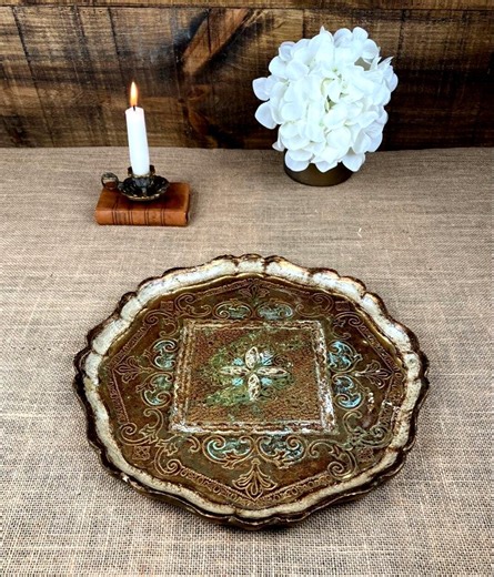 Vintage Florentine Decorative Tray- Serving Drinks or Breakfast Tray-spring Home Decor. - Etsy