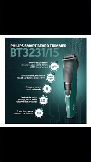 Philips BT3231/15 Smart Battery Powered Beard Trimmer For Men