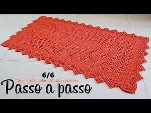 Rectangular crochet rug - Heart motif 6/6