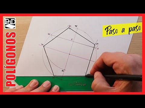 Pentagon inscribed in a circle. Step-by-step technical drawing on paper.