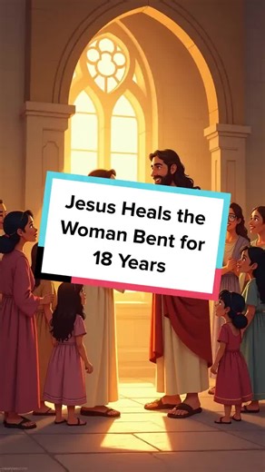 Jesus Heals the Woman Bent for 18 years #christiantiktok #jesus #biblestories #miracle