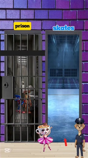 Prison or Ice Skating? Ballerina Cappuccino's cool choice!🚪⛸️#shorts#animation #ballerinacappuccino