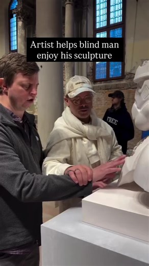 Artist Helps Blind Man Experience Sculpture by Touch