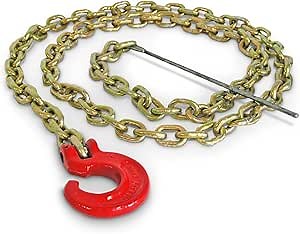 Portable Winch PCA-1295 Choker Log Chain 1/4" x 7' with C-Hook and Steel Rod - Heavy Duty Chain 12,790 lb Capacity, Logging Chain for Skidding Cone