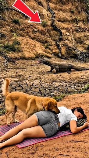 Python y Comodo Dragon vienen 😱🤯 pero el perro es el héroe que salvó a la chica #PerroValiente