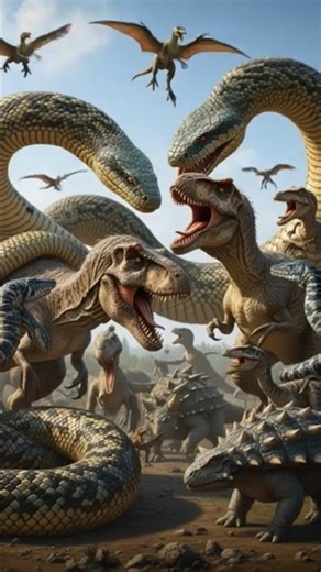 Giant Snakes vs Dinosaurs | Epic Battle of the Ancient Beasts | Realistic 4K Animation9 October 2025
