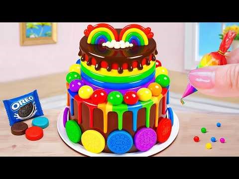 Incredible Oreo Double Rainbow Cake 🧁 Melting Chocolate Cake Ideas 🌈Anna Mini Cooking
