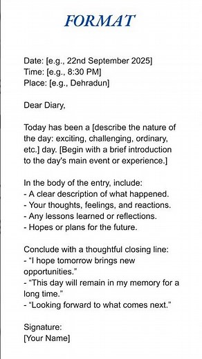 Diay Entry Format and Example | #diaryentry #writingskills