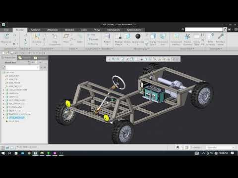 Video-91CAR ASSEMBLY CREATION FOR ROUTING 3D WIRE BY CREO PARAMETRIC SOFTWARE and design#automotive