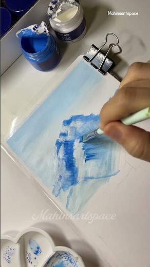 Watch till end! Winter landscape painting using Acrylics 🤍