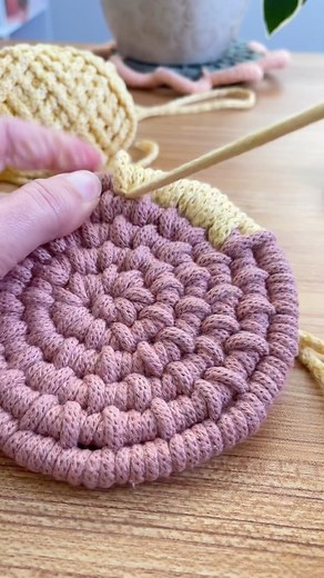 6.8K views · 9 comments | Practicing different coiling techniques. This is my version of the figure 8. Reminds me of a crochet stitch once it’s completed. #coiling #coilcoaster #coaster #basketweaving #makersmovement #macramemakers | MaCreme by Cre | Facebook