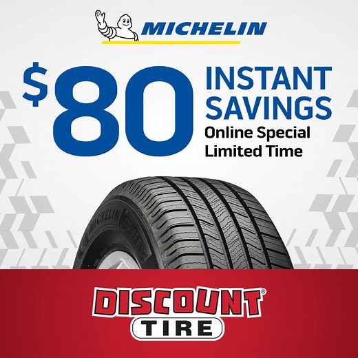 The right tire makes all the difference. Now through June 8th, get up to $80 off a set of 4 Michelin tires. Online special. | Discount Tire | Facebook
