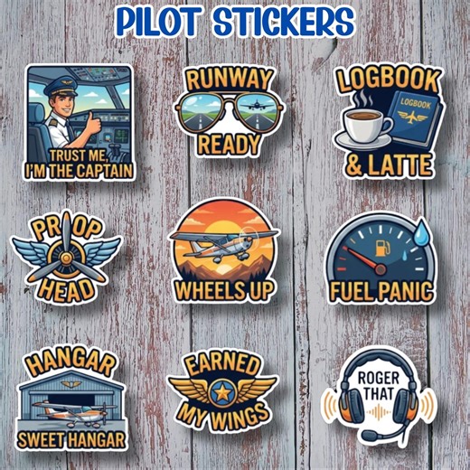 Pilot Sticker Pack - 9 Funny Aviation Decals for Captains & Students | Aviator Gift, Flight School - Etsy
