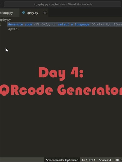 Day 5: Python habit QRcode generator #developer #contentcreator #programmer #pythonprogramming