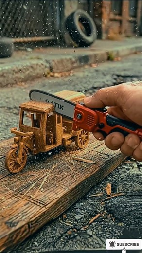 Tiny Chainsaw Cuts Mini Rickshaw in Half! 🔥 Insane Micro Tool Power