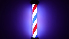 SHZICMY Classic Barber Pole Rotating Light, 40 Inch Red Blue White Stripes LED Salon Sign with 12W Motor, Wall Mounted Traditional Barber Shop Decoration Light