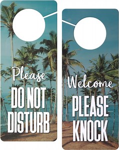 Do Not Disturb Door Hanger Sign, Dual Sided, Please Do Not Disturb Welcome Please Knock Door Sign for Home, Office, Meeting, Recording Room, 9.5" x 3.8" (Pack of 2)