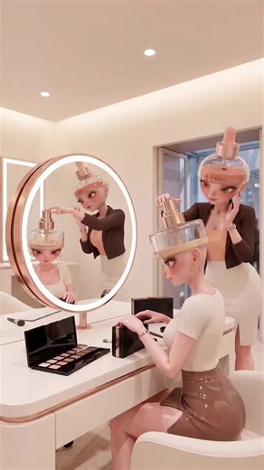 Running out of foundation mid-glam until your bestie brings the ultimate refill! ✨🧴💄 #makeuproutine #besties #aianimation #foundationhack #relatable