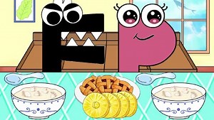 美食动画，字母F和P吃饺子和红豆糕点_196