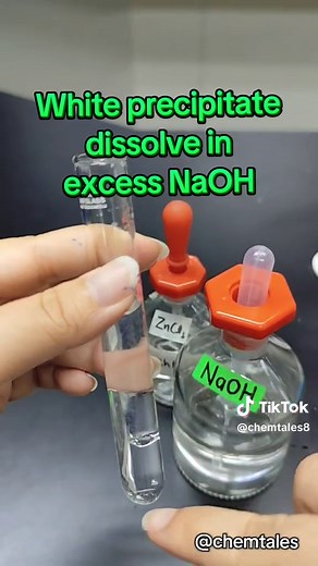 Cation Test Sodium hydroxide solution added into substances with zinc ion produces white precipitate and the white precipitate will dissolve in excess of sodium hydroxide solution. #alternativetopractical #paper6 #igcse #chemistry #learningisfun #cambridge #0620 #chemistrywow #educational #stem #saltidentification #qualitativeanalysis #qualitativeanalysismethod #zinc