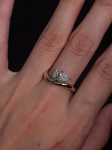 18K Pear Prong Setting Diamond Curve ring #14k #lab #18k #yushinejewelry