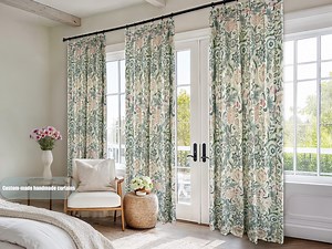 Ivory Floral Pattern Custom Size Linen Blend Curtain Panels, Handmade Living Room Drapes - Etsy