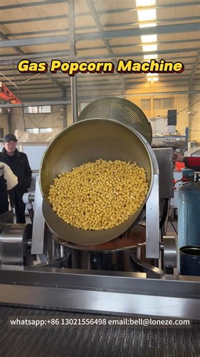 Gas Operated Popcorn Machine,Automatic Large Popcorn Making Machine,Sugar Sweet Popcorn Equipment This gas popcorn machine can make about 50-55kg/h popcorn. Contact us for more information: WhatsApp/WeChat/Tel: 86 13021556498 E-mail: bell@loneze.com #popcornmachine#popcornmakingmachine#popcorn#popcornkettle#popcorntime#popcornlover#popcornfactory | Longze Machinery（Cooking Mixer and Popcorn Machine）