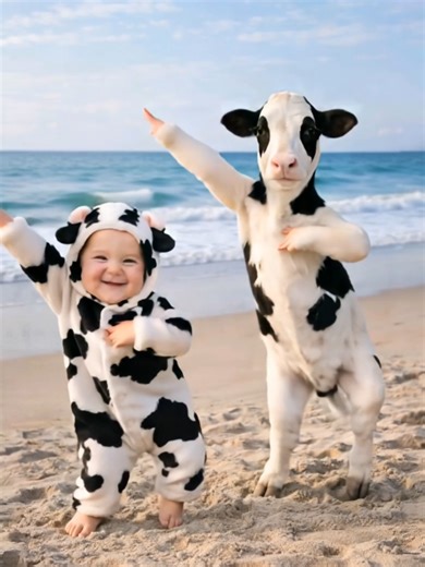 Cute Baby Dancing with a Cow - Fun and Adorable Video