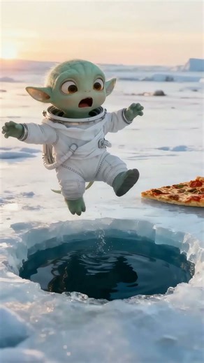 Baby Alien Loses Pizza to Hungry Penguin!
