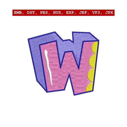 Letter W Embroidery Design Alphabet Machine Embroidery Cartoon Monogram Initial Patch Instant Download - Etsy