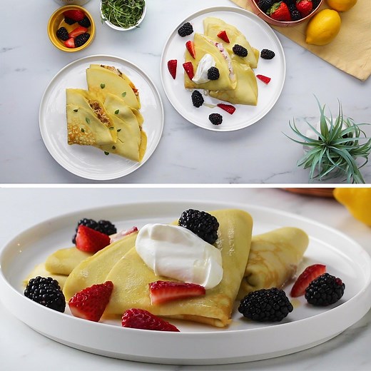 263K views · 735 reactions | How do you take your crepe: sweet or savory? Recipe: https://tasty.co/recipe/high-protein-sweet-and-savory-crepes Get Goodful's beechwood utensils with teal handles while they're on sale: https://bzfd.it/2YAMTfN | Goodful | Facebook
