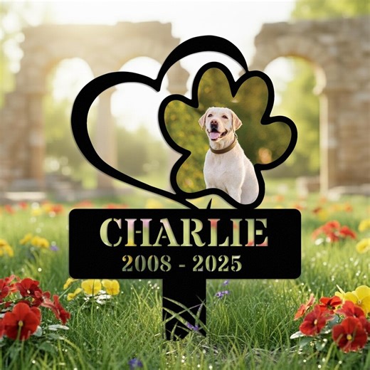Personalized Pet Memorial Sign, Custom Dog Grave Marker With Photo, Pet Tribute Sign, Pet Loss Gift - Etsy