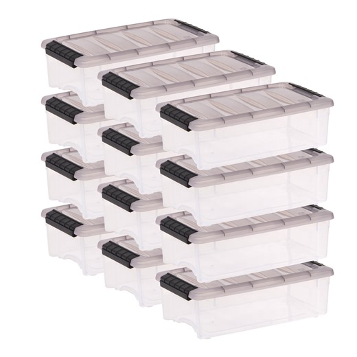 IRIS 5.8 Qt. Plastic Storage Bins with Lids, Stackable Storage Containers, Totes, 12 Pack