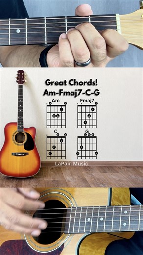 Strum along with this! Great sounding basic chord progression with percussive strumming! #shorts #guitar #chords #strumming #chordprogression | LaPain Music