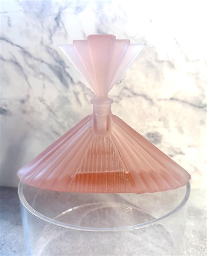 Exquisite! Vintage Art Deco Frosted Pink Glass Perfume Bottle, Large, Scarce Find! - Etsy