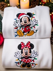 Disney Christmas Embroidery Design, Mickey Minnie Embroidery File, Christmas WDW Cartoon, Holiday Lights Machine Embroidery Pattern, 5 Size - Etsy