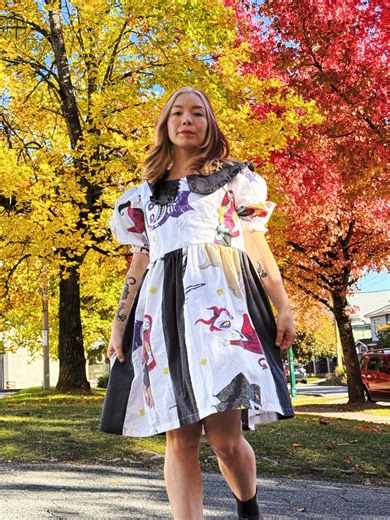 Puff Short Sleeve Collar Ruffle Babydoll Dress Striped — Spooky Spider Black Halloween Nostalgic Upcycled Bedsheet Vintage 90s Y2k Handmade - Etsy