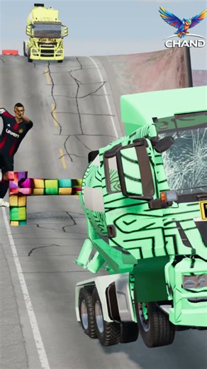 Truk Mixer Hancur Lawan Balok Kayu! Tarian CR7 #shorts