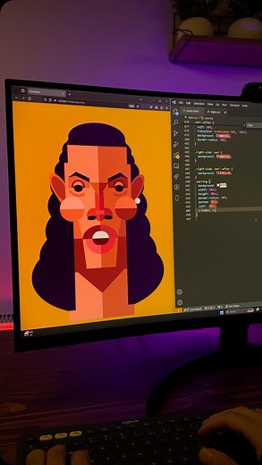 Alaa Alaff | Frontend Developer on Instagram: "Development Details 👇 - HTML: Built the entire structure of the drawing from the ground up. - CSS: Designed every element and detail exclusively with CSS. (Ronaldinho) #html #htmlcss #css #frontend #coding #development #webdeveloper #javascript #codeart"