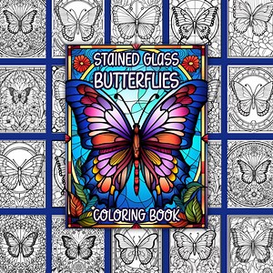 Stained Glass Butterflies: 50 Intricate Designs for Coloring - Window Art Inspired Adult & Children’s Coloring Book - PDF Digital Download - Etsy Australia