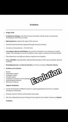 Xll Biology notes #evolution #cbse #biologynotes #class12thbiologypaper2023mpboard #neet
