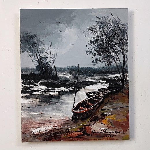 319K views · 6.9K reactions | New acrylic landscape painting  | Hamlet Shougrakpam Art | Facebook