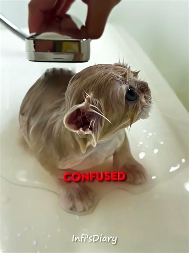 Calmest Kitten During Her First Bath 🛁🐱 #shorts