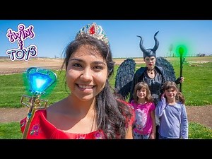 Maleficent and Princess Elena teach Kate & Lilly with FUN KID TOYS!!