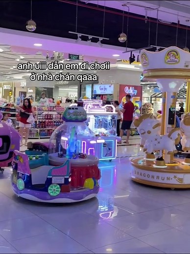 Vibrant Indoor Amusement Rides in Shopping Mall