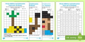 EYFS Pirate Addition and Subtraction Facts up to 10 Maths Mosaics