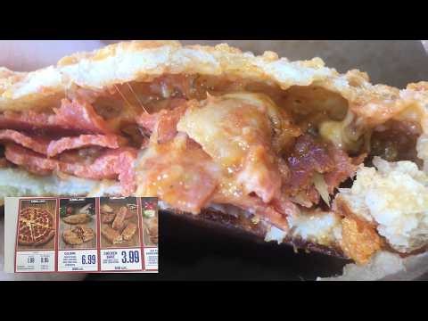 Let's try costco new Calzone Pepperoni Sausage Cheese Tomato Sauce Onions Peppers Olives Musrooms